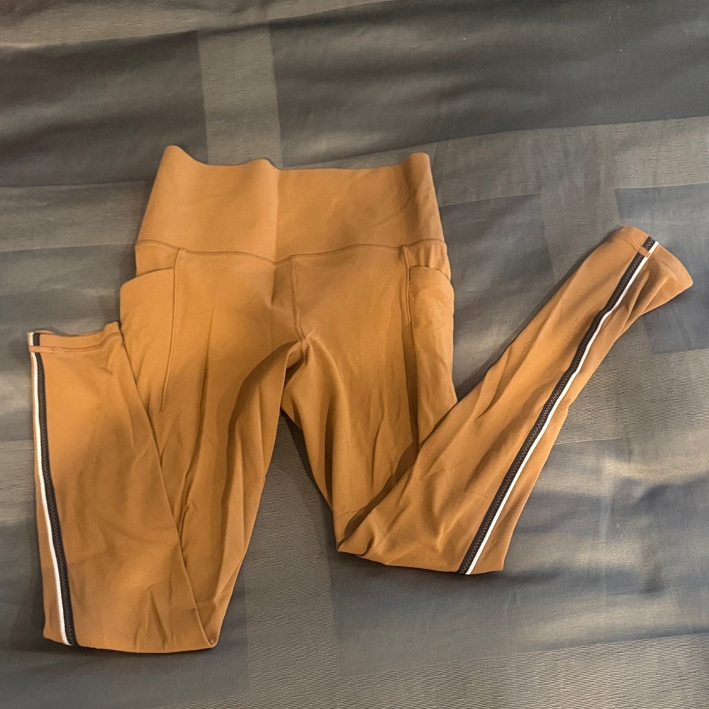 Athleta  Brown Leggings with Side Stripe